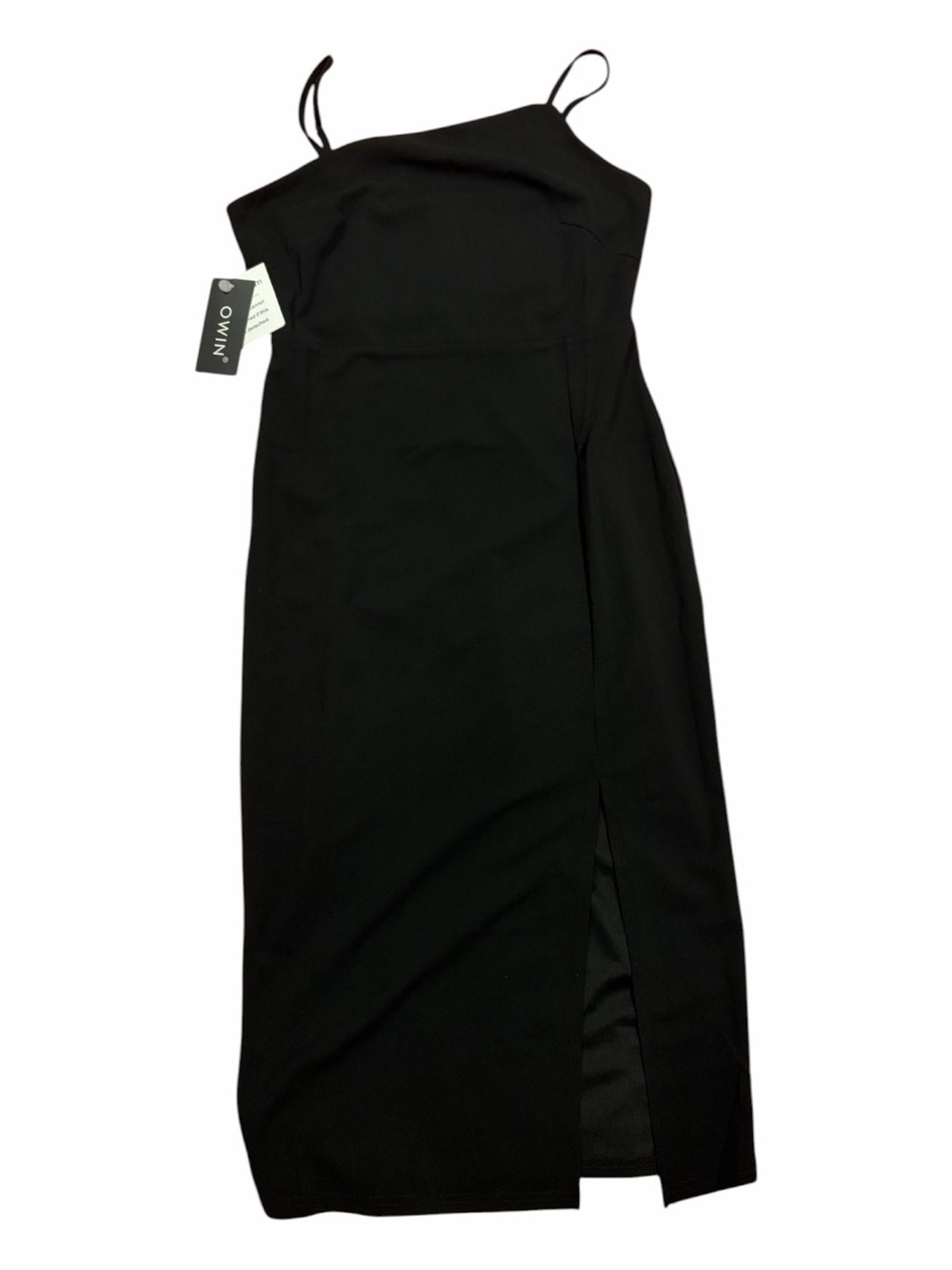 New with Tags OWIN Asymmetrical Spaghetti Strap Midi Dress - Black